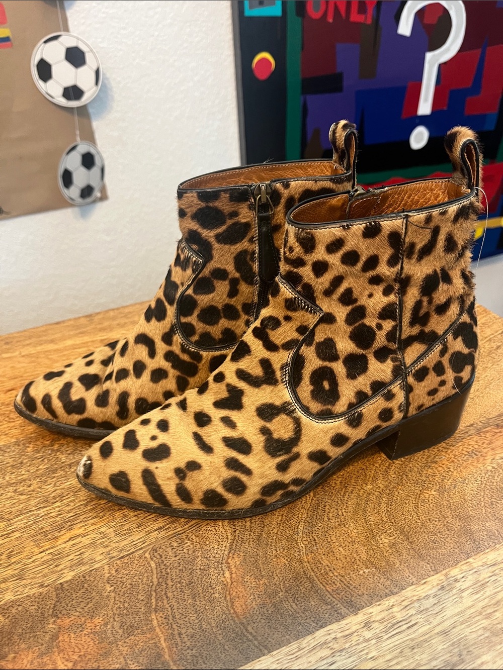 Veronica Beard Leopard Print Ankle Booties - Tan & Black